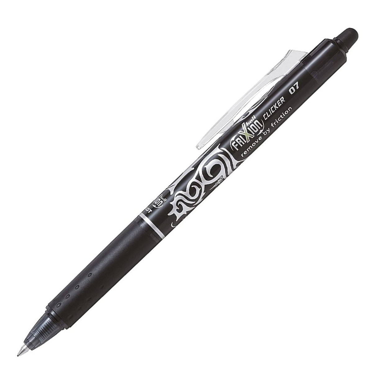 PILOT FriXion Ball Clicker - Bolígrafo Borrable y Recargable de 0.7 mm. Softgrip Anti Fatiga. Negro