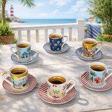 thumbnail of Atmosphere 6er Set Espressotassen 80ml mit Untertassen Stranddekor Sommer