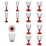 thumbnail of 24tlg Rubin Gläserset rot Glas gepunktet Wasser-Becher Wein-Kelche Sekt-Flöte