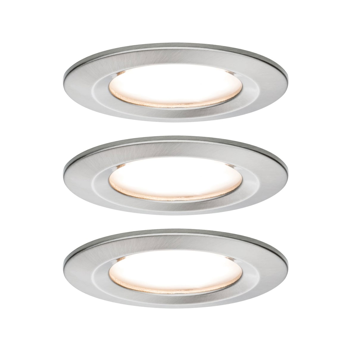 Paulmann LED Einbauleuchte 3-Step-Dim Nova Coin Basisset starr IP44 rund 78mm  Coin 3x6W 3x470lm 230V dimmbar 2700K Eisen gebürstet 93494