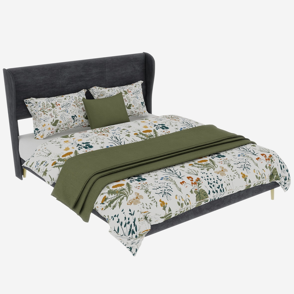 Polsterbett Doppelbett Stoffbett modernes Bettgestell stabiles Design Komfortbett Schlafzimmer vielseitig 140x200 Grau