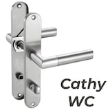 thumbnail of Langschild Drückergarnitur Edelstahl gebürstet CATHY WC - Badezimmer Türbeschlag für Innentüren
