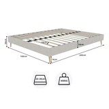 thumbnail of Polsterbett 160x200 cm, verstellbare Rückenlehne, Lattenrost inklusive, Dutch Velvet, Holzrahmen, minimalistisches Schlafzimmer, Beige