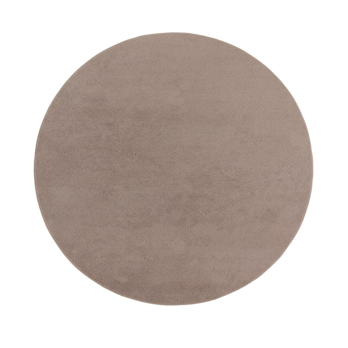 Teppich Kurzflor waschbar Unifarben Wohnzimmer schmutzabweisend Taupe Rund 200D | 100% Polyester | Florhöhe: 10 mm | pflegeleicht