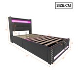 thumbnail of Multifunktionales Polsterbett mit Stauraum und LED-Beleuchtung für , USB-Steckdose, hydraulisches Hebesystem, grauer Leinenstoff, 90x200 Grau