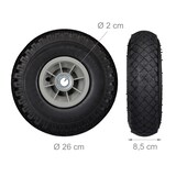 thumbnail of Relaxdays 2x Sackkarrenrad, pannensichere Vollgummireifen, 3.00-4 Zoll, 20mm Achse, bis 80 kg, 260 x 85 mm, schwarz-grau