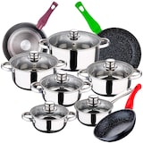 thumbnail of San Ignacio - Cassel 14/16/18/20/24 cm Edelstahl-Kochgeschirrset mit 18/22/26 cm Jolie-Pfannenset aus geschmiedetem Aluminium