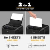 thumbnail of Fellowes Distruggidocumenti a miniframmento AutoMax™ 80M, 80 fogli automatico e 8 manuale, uso personale, cestino 17L, sicurezza P-4, nero, 4621501