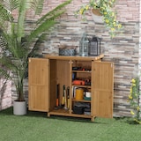 thumbnail of Armario de exterior de madera 0,24 m² 75x40x90 cm con 2 puertas 4 estantes y techo de galvanizado para almacenamiento de herramientas natural