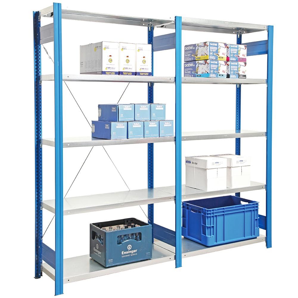 PROREGAL Fachbodenregal FALKE | Light-Duty | Grundregal | HxBxT 200x100x60cm | 5 Ebenen | Fachlast 150kg | Einseitig nutzbar | Rahmen Lichtgrau