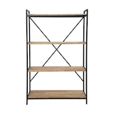thumbnail of Meuble Étagère 4 niveaux en Métal Noir et Bois d'Acacia H 141 cm