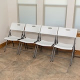 thumbnail of Chaise pliante empilable - blanche - LIFETIME - par 4