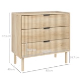 thumbnail of HOMCOM cómoda de dormitorio estilo nórdico con cajones amplios paneles acanalados y tiradores metálicos para salón pasillo 80x40x77,5 cm roble
