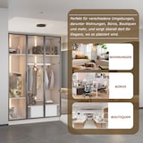 thumbnail of Großer Kleiderschrank 110x50x160 cm mit LED Beleuchtung, 3 Glastüren, Soft-Close, Schublade, Kleiderstange, Aufbewahrung Weiß