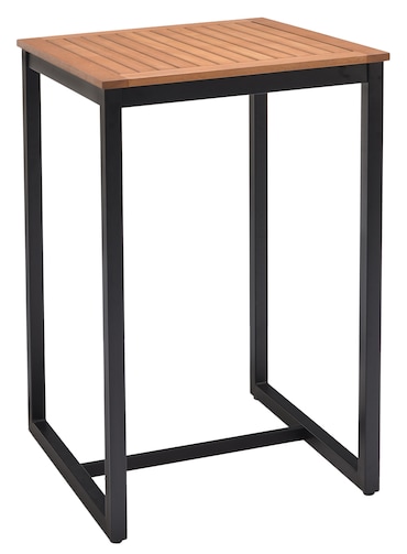 METRO PROFESSIONAL Mesa alta Gastro Lynx, alumínio/eucalipto, 70 x 70 cm, quadrada, preta