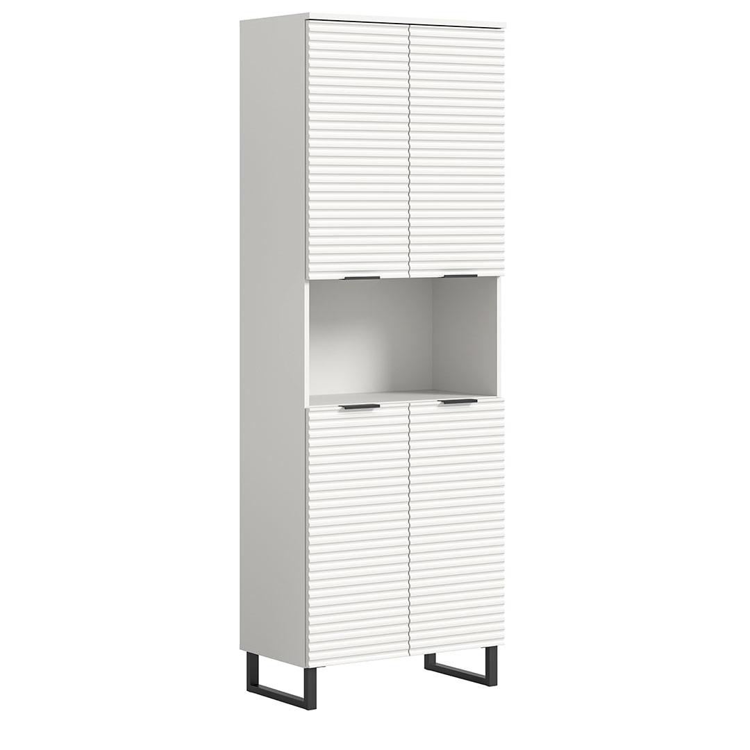 Riff Hochschrank Bad 4 Türen 1 Fach weiß.