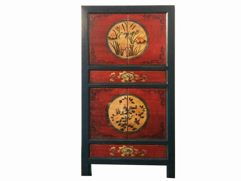 OPIUM OUTLET Möbel Kommode Schrank Sideboard Hochzeitsschrank 33723-1 "RedMagic" rot-schwarz vintage asiatisch chinesisch orientalisch