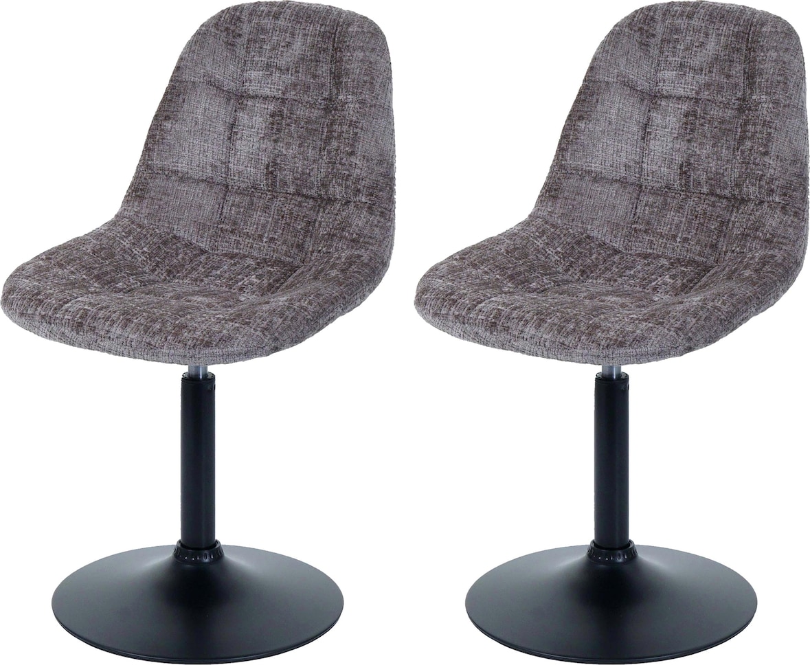 2er-Set Esszimmerstuhl | HxBxT 83x47x43cm | Sitzhöhe 47cm | Stahl FSC® Stoff/Textil Chenille | Braun | Küchenstuhl Stuhl Drehstuhl