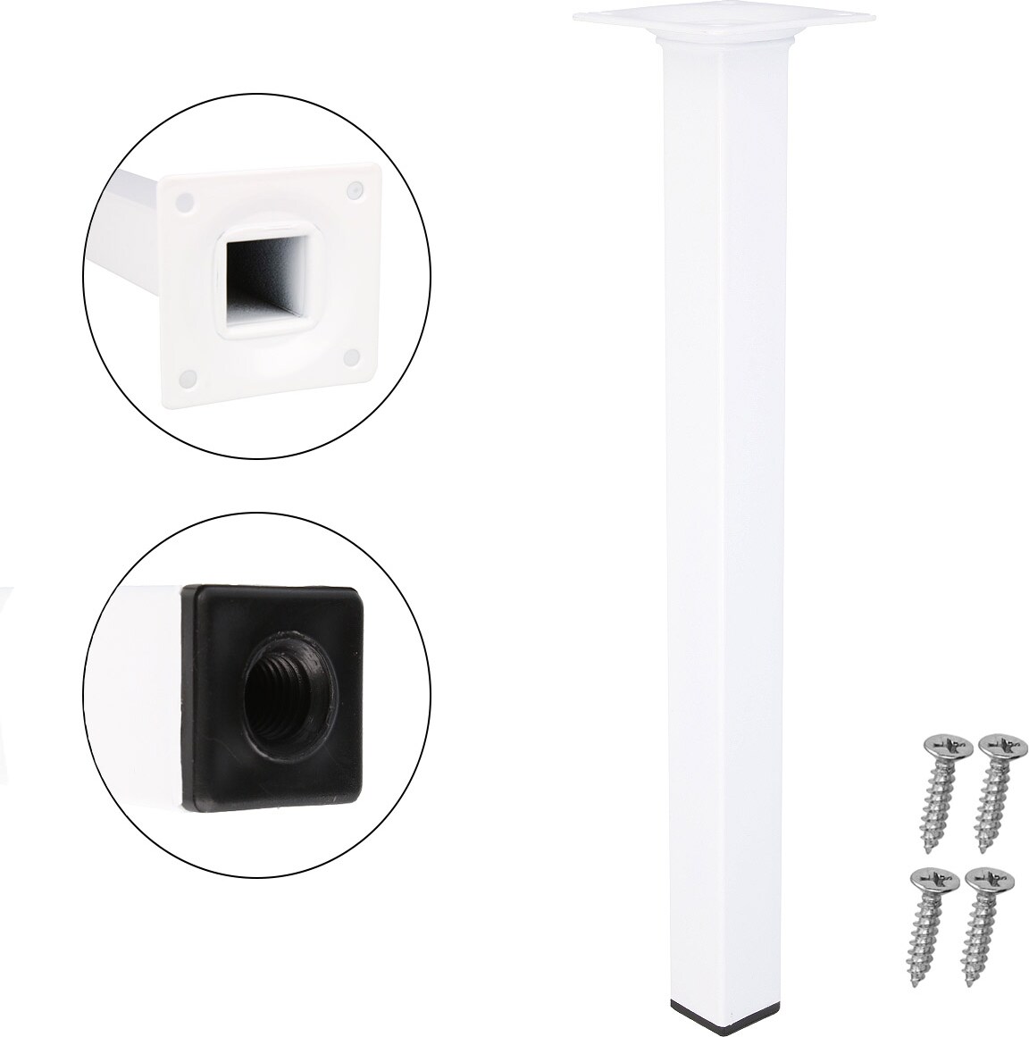 500mm Weißes Möbelbein 25x25mm eckig Möbelfuss Tischstempel Sofafuss Stahlbein