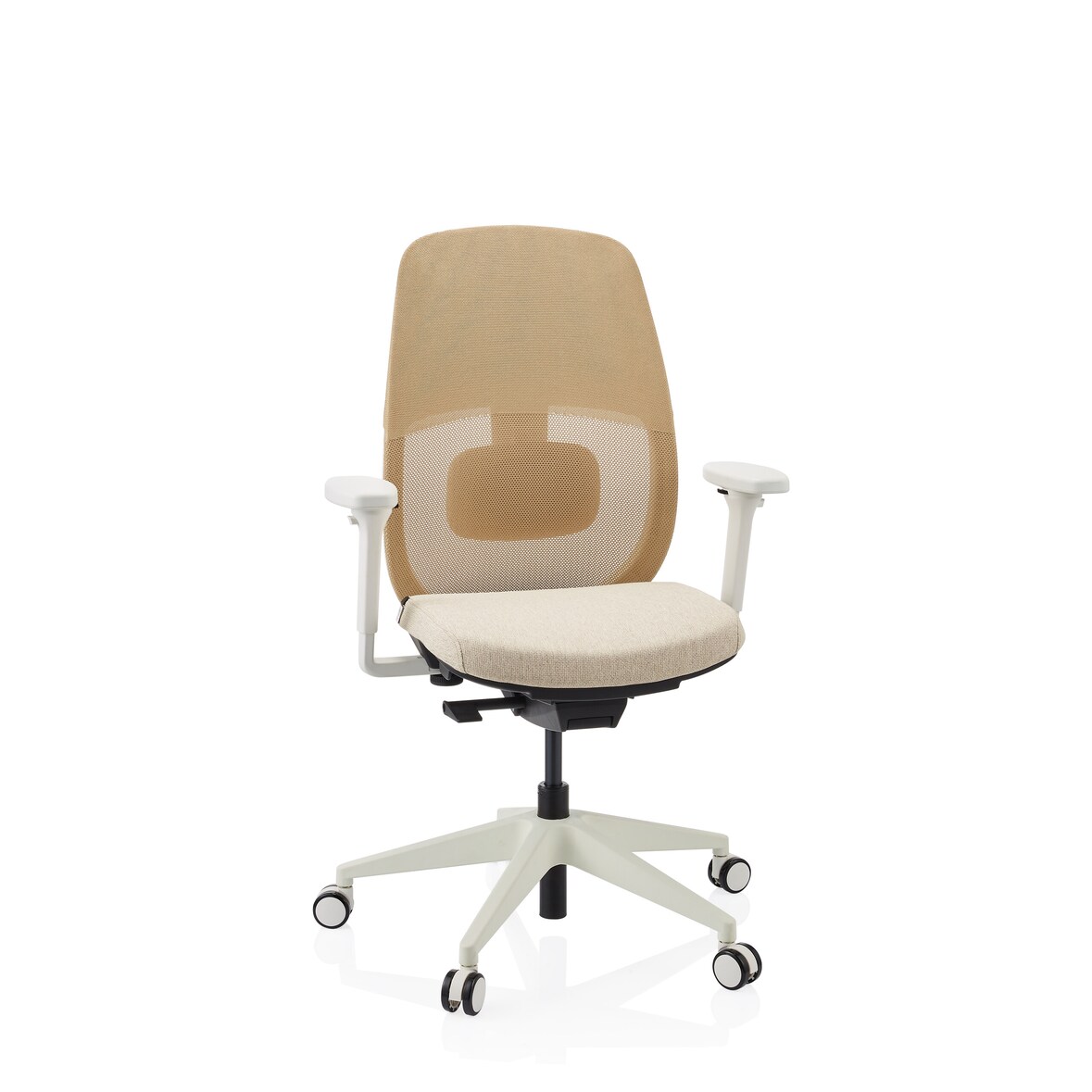 Ergonomische bureaustoel Skandis zonder hoofdsteun beige / wit frame hjh OFFICE