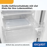 thumbnail of Exquisit Kühl-Gefrierkombination, 262 Liter, Alarm-Funktion, 4 Glasablagen, 3 Gefrierschubladen, 4-Sterne-Gefrierfach, KGC265-70-040D inoxlook