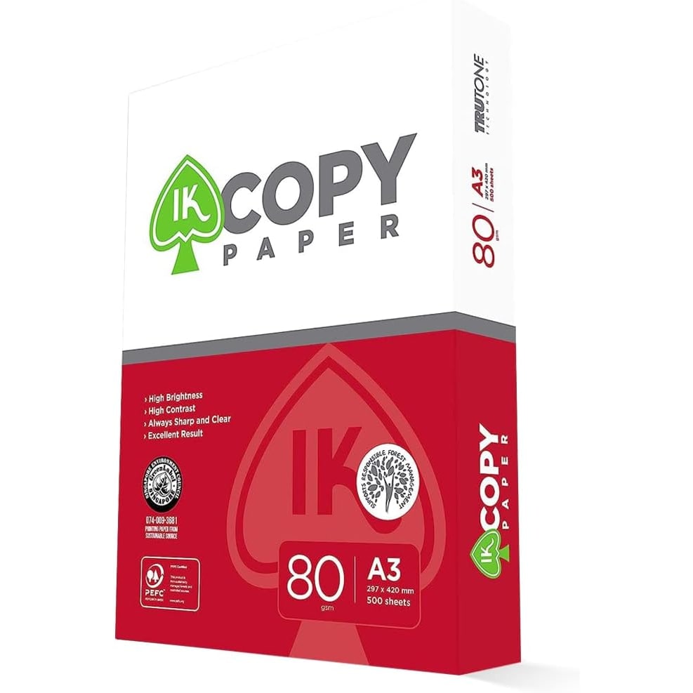 1 Paquete 500 Folios | DIN A3 y 80 grs| Paquetes para Oficina, Hogar | Folios para Impresoras Láser y de Inyección-Fotocopiadora-Fax