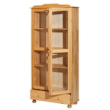thumbnail of Möbilia Vitrine | 2 Türen mit Glaseinsatz, 1 Schubladen | Kiefer-Holz massiv | B 85 x T 35 x H 189 cm | natur | 19020026 | Serie VITRINE