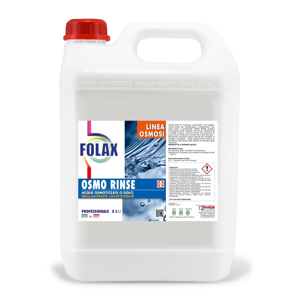 Folax Osmo Rinse Brillantante lavastoviglie e lavabicchieri a Osmosi  5 LT