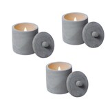 thumbnail of LED Kerzen im Topf mit Deckel Betonoptik Echtwachs H: 10cm grau 3er Set