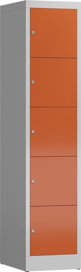 thumbnail of ClassiX Schließfachschrank, 1 Abteil, 5 Fächer, 1800 x 415 x 500 mm, lichtgrau/feuerrot