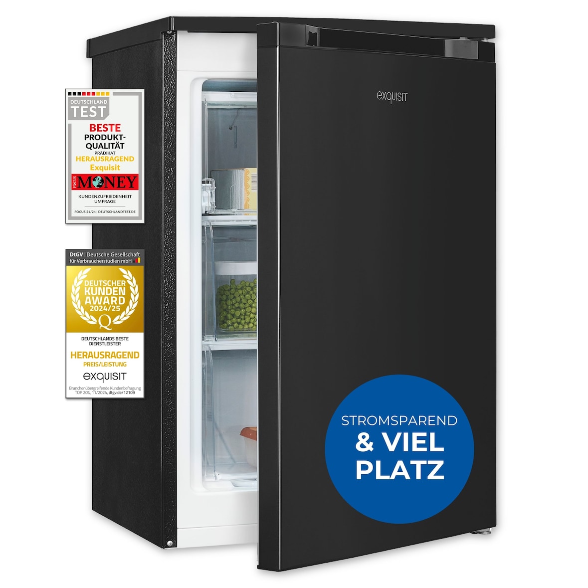 Exquisit Gefrierschrank GS581-051C inoxlook-az | Nutzinhalt: 85 L | Standgerät