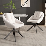 thumbnail of Drehstuhl Esszimmerstuhl Samt Beige 79x59x65 2er Set mit Rollen ergonomische Rückenlehne Metallgestell atmungsaktiver Bezug modern für Büro, Zuhause