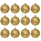 thumbnail of 12 Weihnachtskugeln 8cm Kunststoff Ornamente Christbaumkugeln Mix gold hellgold