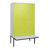 thumbnail of C+P Spind Classic PLUS, Kunststoff schwebende Sitzbank, 6 Abteile, HxBxT 212x120x82cm, Zylinderschloss, Hellgrau/Clowngrün von PROREGAL