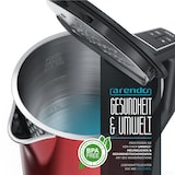 thumbnail of Arendo Wasserkocher 1,5 l 2200 W, Edelstahl, Doppelwand, Temperaturwahl 40 - 100°C mit Anzeige, rot