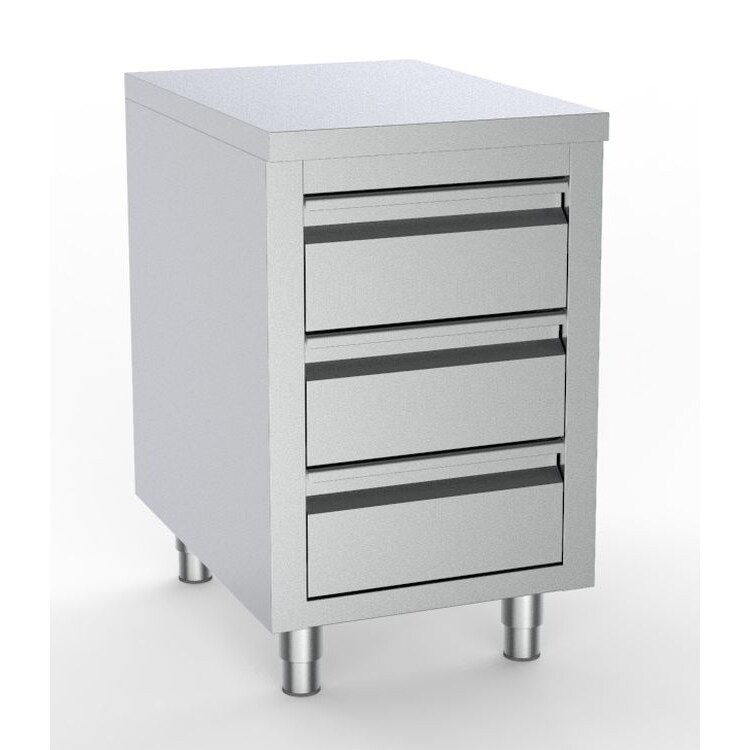 Combisteel Arbeitsschrank 3 Schubladen Edelstahl AISI 430 500x700x850mm