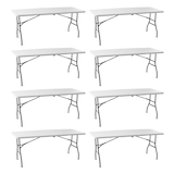 thumbnail of Pack 8 Mesas Plegables 180cm Blancas. Lote Profesional Mesa Maleta Rectangular. Acero y HDPE Alta Resistencia