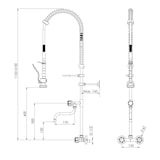 thumbnail of BE-GASTRO I Profi Gastro Geschirrbrause Zweiloch Wand "Premium" Drehgriff blau inkl. Wasserhahn, Mischbatterie & Drehgriff Gastrobrause Gastro Armatur