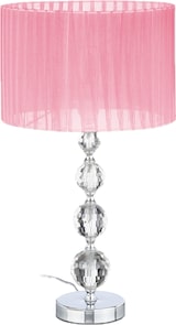 thumbnail of Relaxdays Tischlampe, Nachttischlampe im Kristalldesign, HxD: 54 x 29,5 cm, E27 Fassung, Tischleuchte mit Schirm, rosa