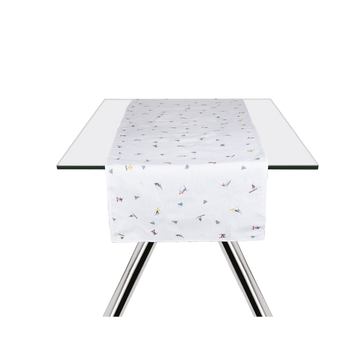 Excelsa Rigoletto Runner da Tavola, Cotone 80%/Poliestere 20%, Argento
