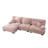 thumbnail of Modulares Ecksofa 81x313x145 Rosa, Ottoman, hochwertiger Chenille-Stoff, tiefes Sitzkissen, runde Armlehnen, flexibles Design