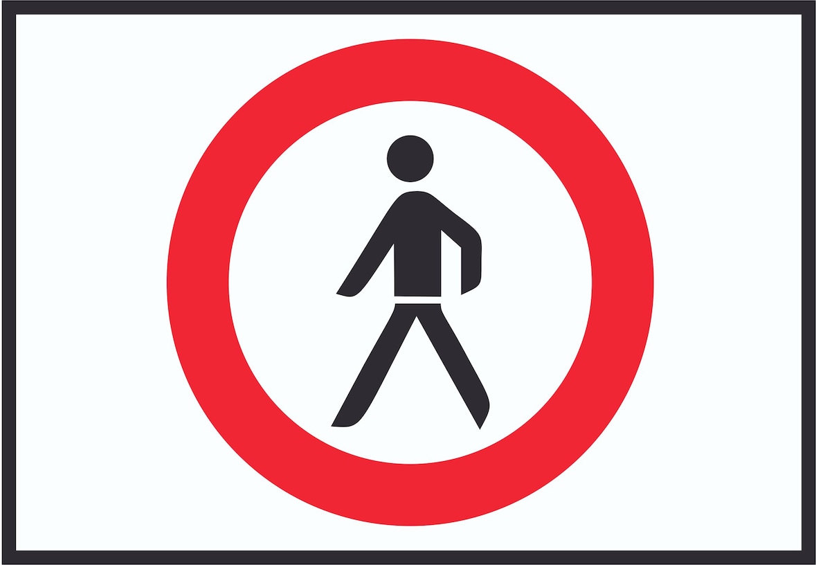 Für Fußgänger verboten Symbol Schild A2 Rückseite selbstklebend
