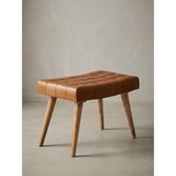 thumbnail of Sitzhocker 67x47x39 cm Mango Massivholz / Echtleder Chesterfield-Design, Lederhocker Braun, Beistellhocker Hocker ohne Lehne, Country