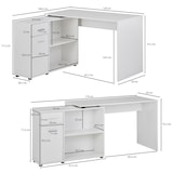 thumbnail of Design Eckschreibtisch mit Regal Weiß 120 x 75,5 x 106,5 cm, Moderner Büro-Schreibtisch, Computer-Tisch Arbeitszimmer, Winkelschreibtisch Home