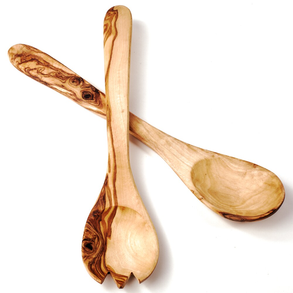 Salatbesteck aus Olivenholz klassisch 25 cm