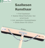 thumbnail of Stabiler Saalbesen 80cm Breit mit Stielstabilisator und Stiel 140cm Lang schwarze weiche Kunsthaar Borsten Kehrbesen Besen