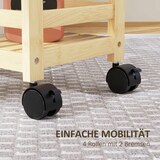 thumbnail of Servierwagen Küchenwagen Bambus Naturholz 55x20x75 cm mit 3 Ablagen Lamellenböden Griff und Rollen mit Bremsen platzsparend
