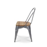 thumbnail of Chaise en métal gris silver avec assise en bois massif clair - Style industriel