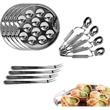 thumbnail of Juego de Escargot de 12 piezas – Incluye Platos de Caracoles de Acero Inoxidable, Tenedores y Pinzas – Plateado