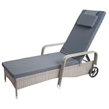 thumbnail of Lettino in poly-rattan Carrara, lettino relax da giardino, alluminio ~ grigio, cuscini grigio scuro